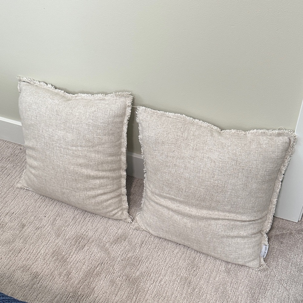 Fringed Cream Throw Pillows